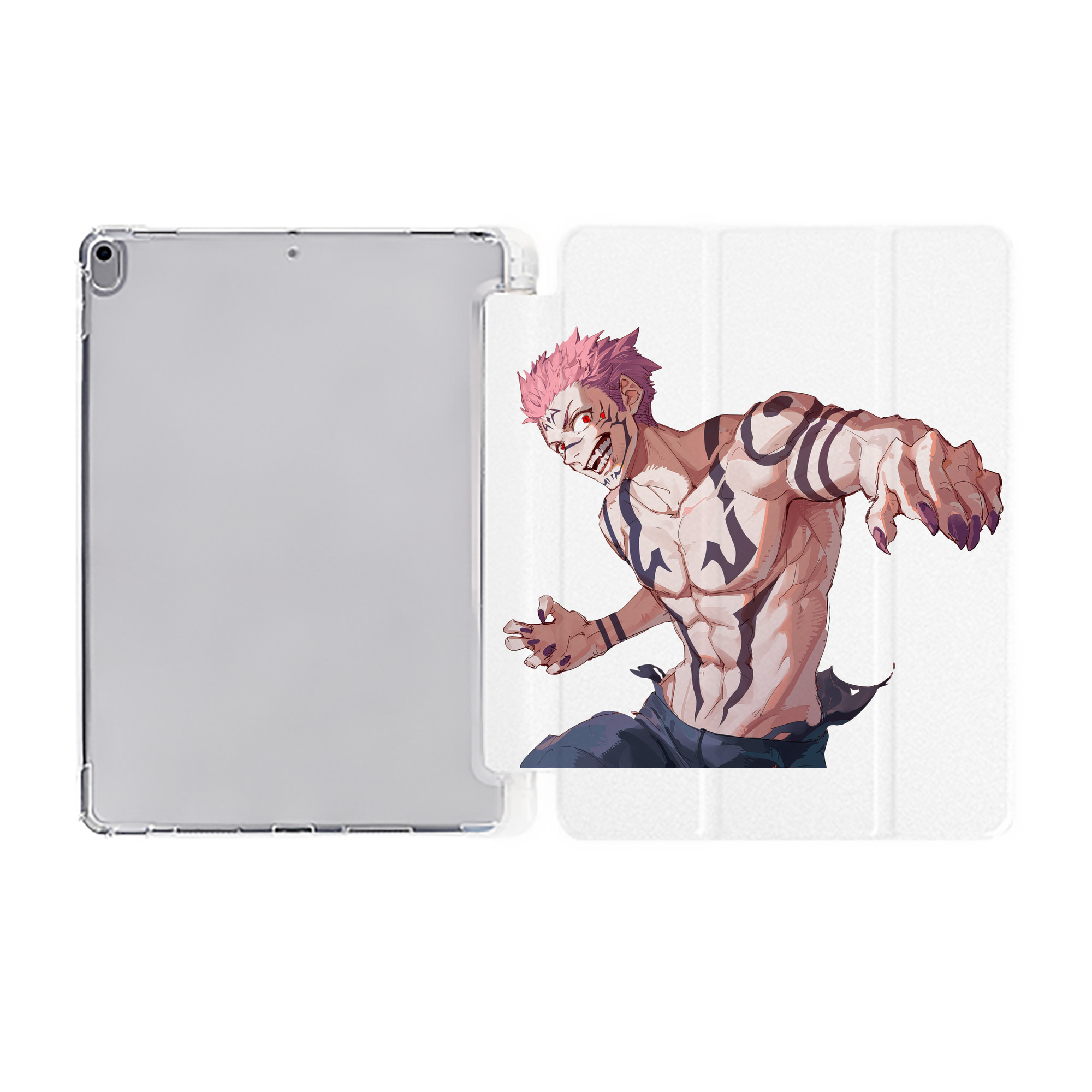 （画像用） 呪術廻戦 Jujutsu Kaisen IPad ケース ペン収納付き 三つ折りスタンド PUレザー×シリコン 対応機種9.5/10.5/10.9インチ